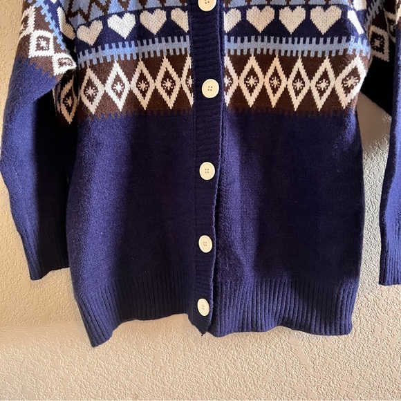 Cellabie Fair Isle Blue Sweater Cardigan Size Large - Picture 9 of 9